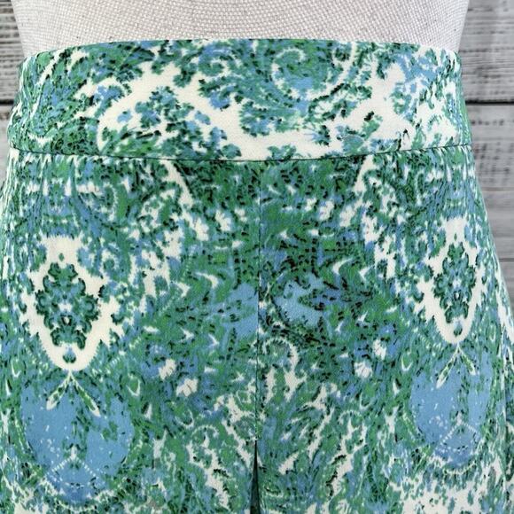 The Limited Skirt size 14 Blue Green Paisley Boho Knee A Line Pleated Modest - Picture 3 of 7